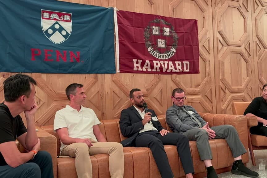Shehab Ismail speaking on a panel hosted by the Harvard Alumni Club of Tampa Bay and the Penn/Wharton Club of Greater Tampa.